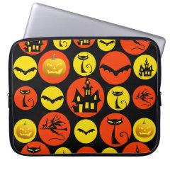 Fun Halloween Polka Dot Pattern Haunted House Laptop Sleeve