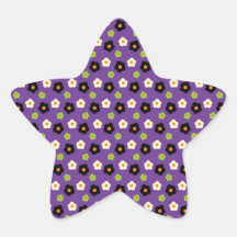 Fun Halloween Purple Green Black Flower Pattern Star Sticker