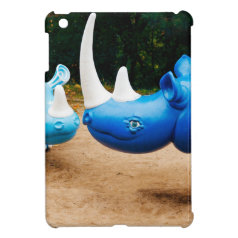 Fun Happy Smiling Blue Rhino Rhinocerus iPad Mini Covers