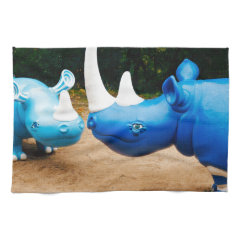 Fun Happy Smiling Blue Rhino Rhinocerus Towels