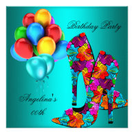 FUN High Heel Shoes Birthday Party Balloons Custom Announcement