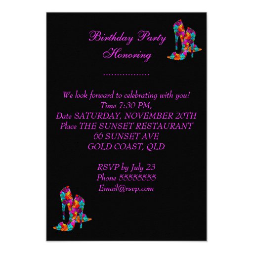 FUN High Heel Shoes Birthday Party Invites