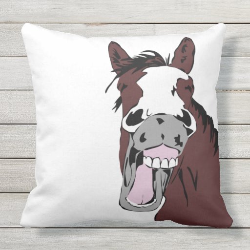Fun Horse Laughing Cartoon Farm Animal Outdoor Pillow Zazzle