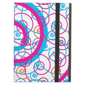 Fun Hot Pink and Teal Blue Spiral Pattern iPad Cases
