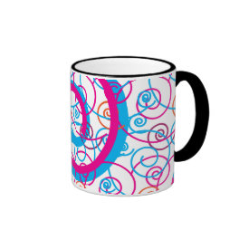 Fun Hot Pink and Teal Blue Spiral Pattern Mug