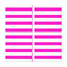 Fun Hot Pink and White Striped Pattern Stretched Canvas Prints
