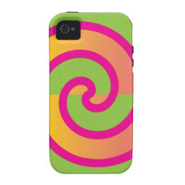 Fun Hot Pink Lollipop Swirl Design Green Yellow iPhone 4 Covers