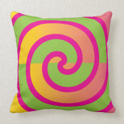 Fun Hot Pink Lollipop Swirl Design Green Yellow Pillow