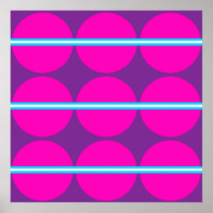 Fun Hot Pink Purple Polka Dots Teal Stripes Design Print