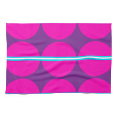 Fun Hot Pink Purple Polka Dots with Teal Stripes Hand Towels