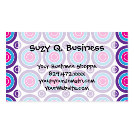 Fun Hot Pink Purple Teal Concentric Circles Design Business Card Template