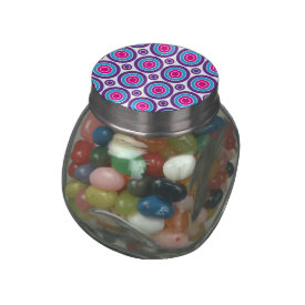 Fun Hot Pink Purple Teal Concentric Circles Design Jelly Belly Candy Jar