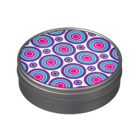 Fun Hot Pink Purple Teal Concentric Circles Design Jelly Belly Candy Tins