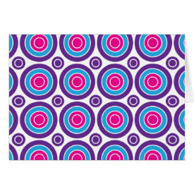 Fun Hot Pink Purple Teal Concentric Circles Design Card
