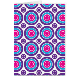 Fun Hot Pink Purple Teal Concentric Circles Design Greeting Cards