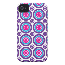 Fun Hot Pink Purple Teal Concentric Circles Design Case-Mate iPhone 4 Case