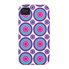 Fun Hot Pink Purple Teal Concentric Circles Design iPhone 4 Cases