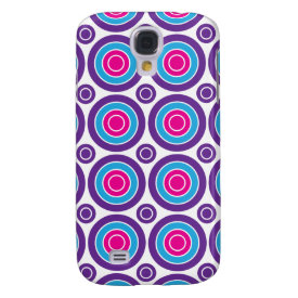 Fun Hot Pink Purple Teal Concentric Circles Design Galaxy S4 Cover