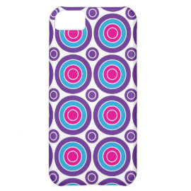 Fun Hot Pink Purple Teal Concentric Circles Design iPhone 5C Covers