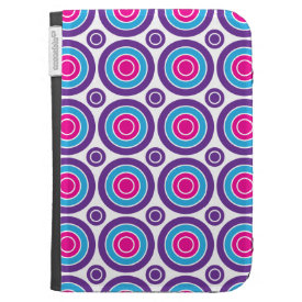 Fun Hot Pink Purple Teal Concentric Circles Design Kindle 3G Cases