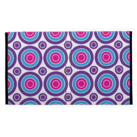 Fun Hot Pink Purple Teal Concentric Circles Design iPad Folio Case