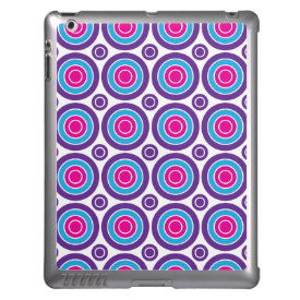 Fun Hot Pink Purple Teal Concentric Circles Design Cover For iPad