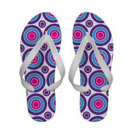 Fun Hot Pink Purple Teal Concentric Circles Design Sandals