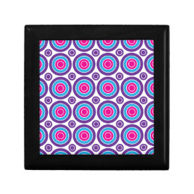 Fun Hot Pink Purple Teal Concentric Circles Design Jewelry Boxes