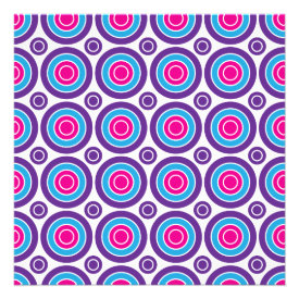 Fun Hot Pink Purple Teal Concentric Circles Design Personalized Invites