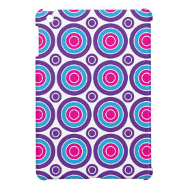 Fun Hot Pink Purple Teal Concentric Circles Design Cover For The iPad Mini