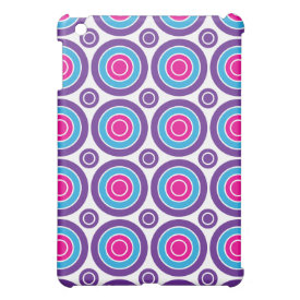 Fun Hot Pink Purple Teal Concentric Circles Design Cover For The iPad Mini