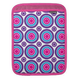 Fun Hot Pink Purple Teal Concentric Circles Design iPad Sleeves