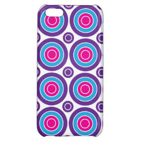 Fun Hot Pink Purple Teal Concentric Circles Design iPhone 5C Cases