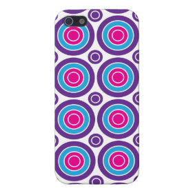Fun Hot Pink Purple Teal Concentric Circles Design iPhone 5 Cover