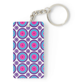 Fun Hot Pink Purple Teal Concentric Circles Design Acrylic Keychain