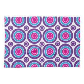 Fun Hot Pink Purple Teal Concentric Circles Design Hand Towel