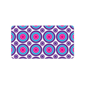 Fun Hot Pink Purple Teal Concentric Circles Design Custom Address Label
