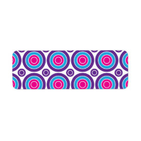 Fun Hot Pink Purple Teal Concentric Circles Design Return Address Label