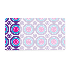 Fun Hot Pink Purple Teal Concentric Circles Design Shipping Label