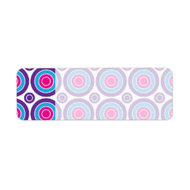 Fun Hot Pink Purple Teal Concentric Circles Design Return Address Labels