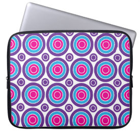 Fun Hot Pink Purple Teal Concentric Circles Design Laptop Computer Sleeves