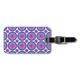 Fun Hot Pink Purple Teal Concentric Circles Design Luggage Tag