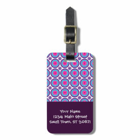 Fun Hot Pink Purple Teal Concentric Circles Design Travel Bag Tag