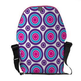 Fun Hot Pink Purple Teal Concentric Circles Design Courier Bags