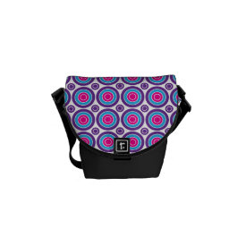Fun Hot Pink Purple Teal Concentric Circles Design Courier Bag