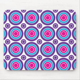 Fun Hot Pink Purple Teal Concentric Circles Design Mousepads
