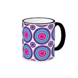 Fun Hot Pink Purple Teal Concentric Circles Design Mugs