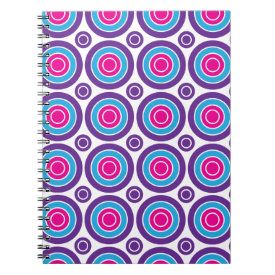 Fun Hot Pink Purple Teal Concentric Circles Design Journal