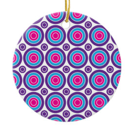 Fun Hot Pink Purple Teal Concentric Circles Design Christmas Ornament