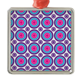 Fun Hot Pink Purple Teal Concentric Circles Design Ornament